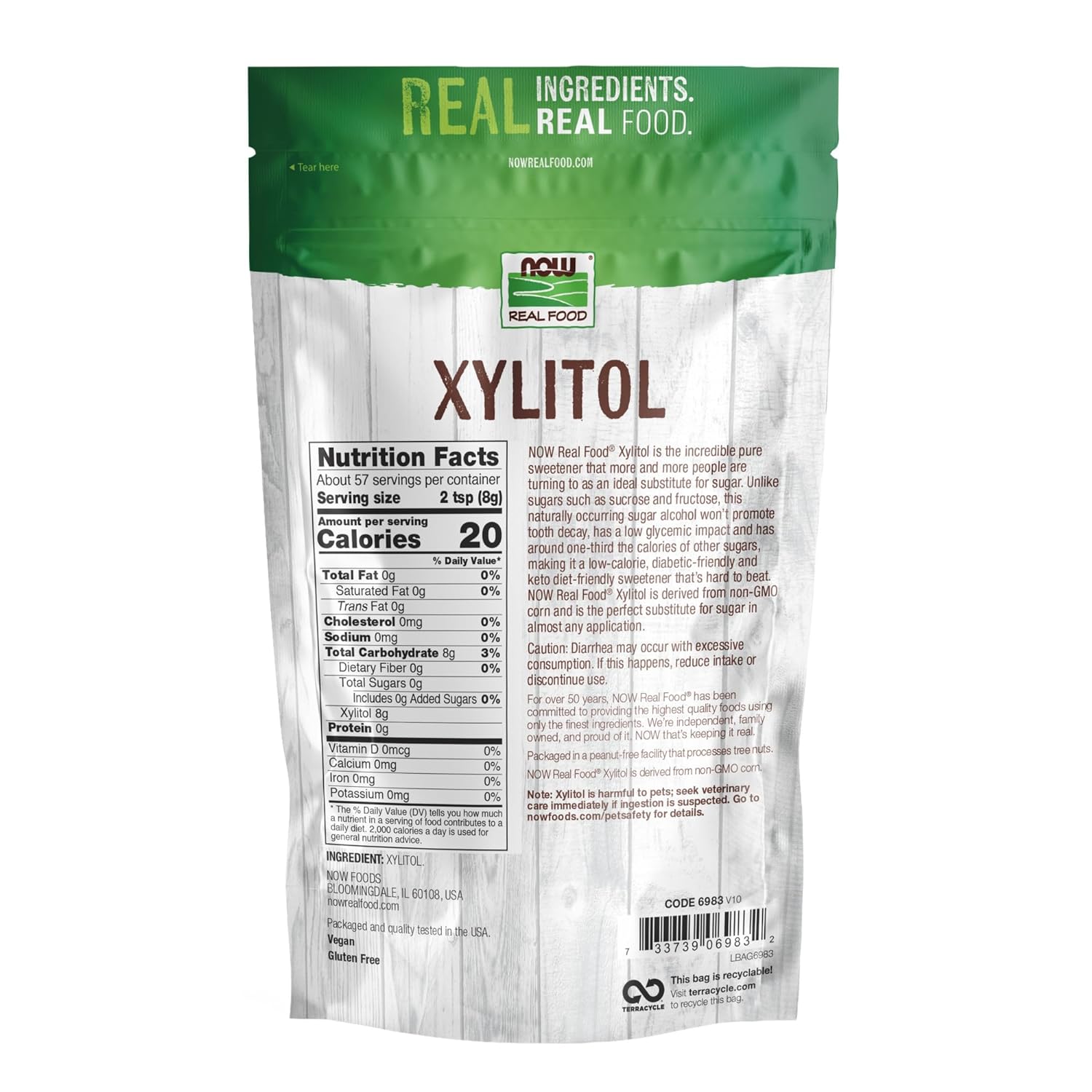 Now Real Food Xylitol, 1 lb 24Hr Smart